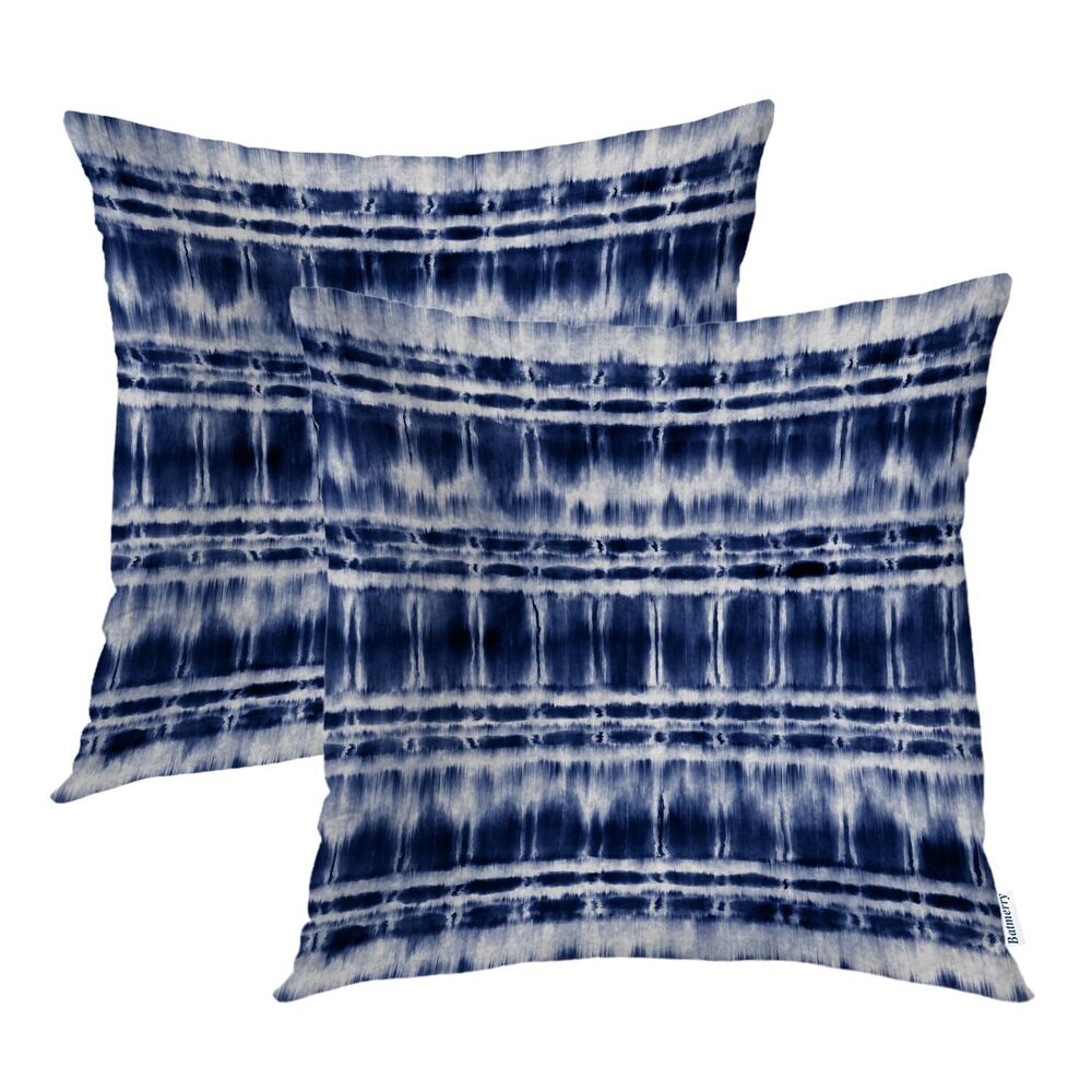 4418 Indigo Navy Blue Decorative Pillow Covers, 18 x 18 Inch Blue Shibori